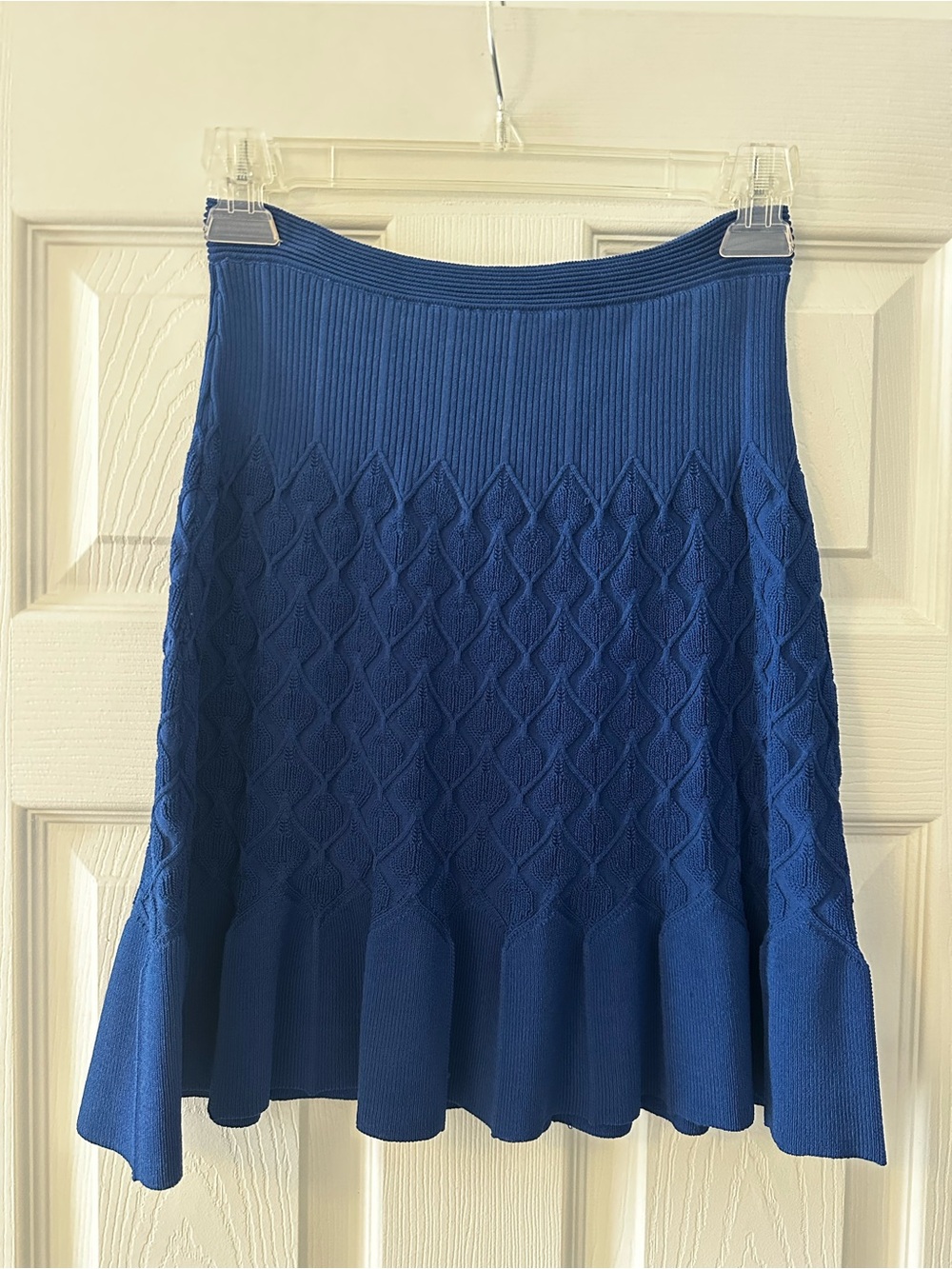 Sandro Royal Blue Textured Knit Skater Skirt